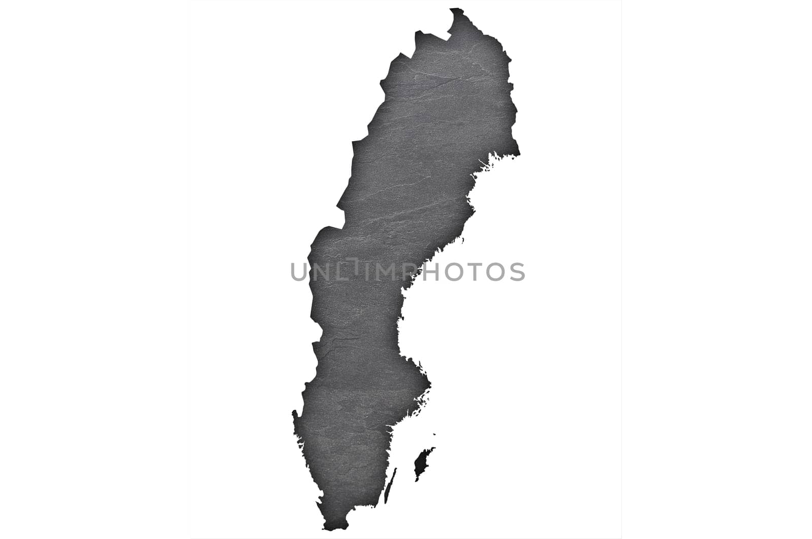 Map of Sweden on dark slate