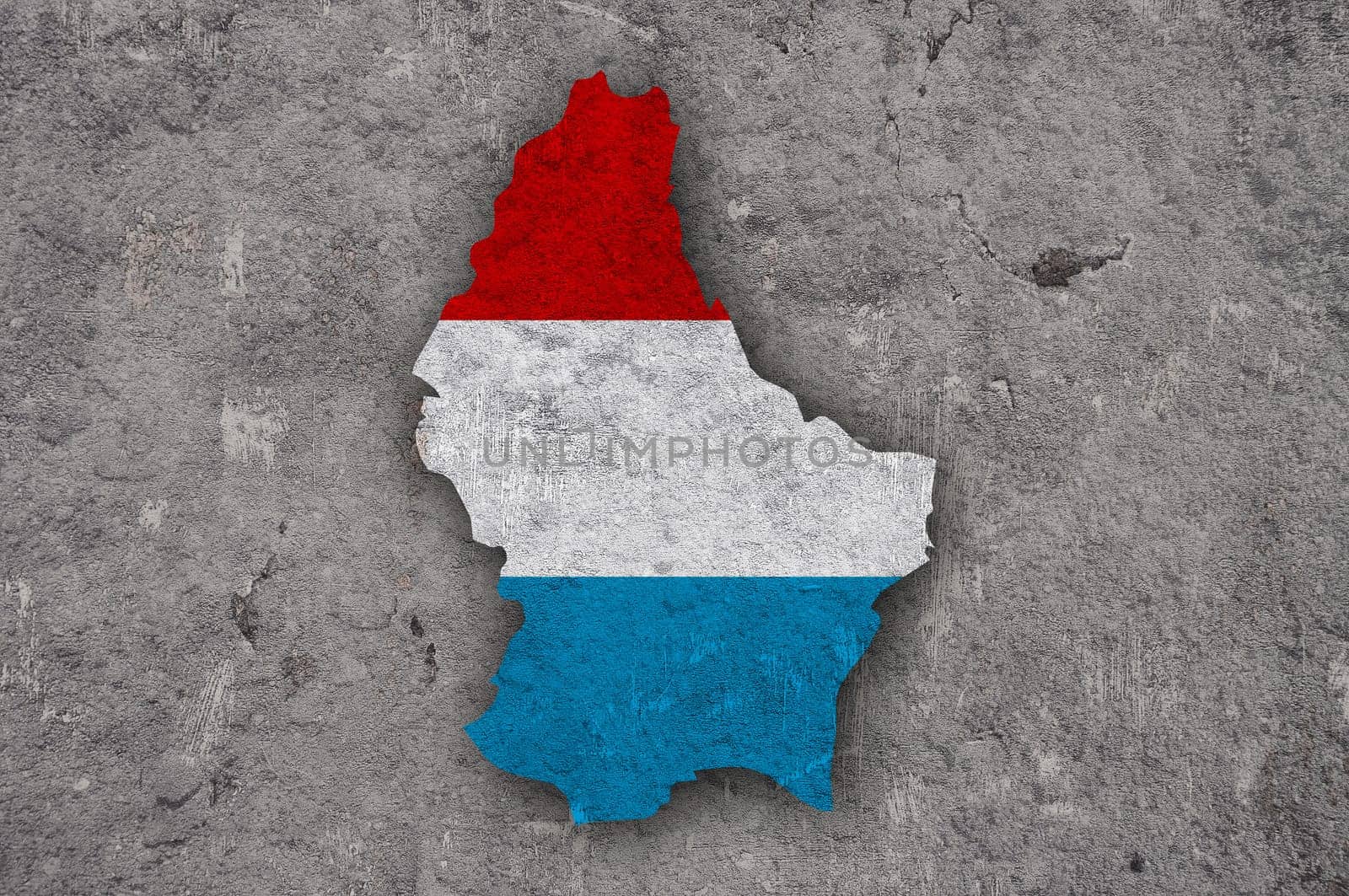 Map and flag of Luxembourg on weathered concrete