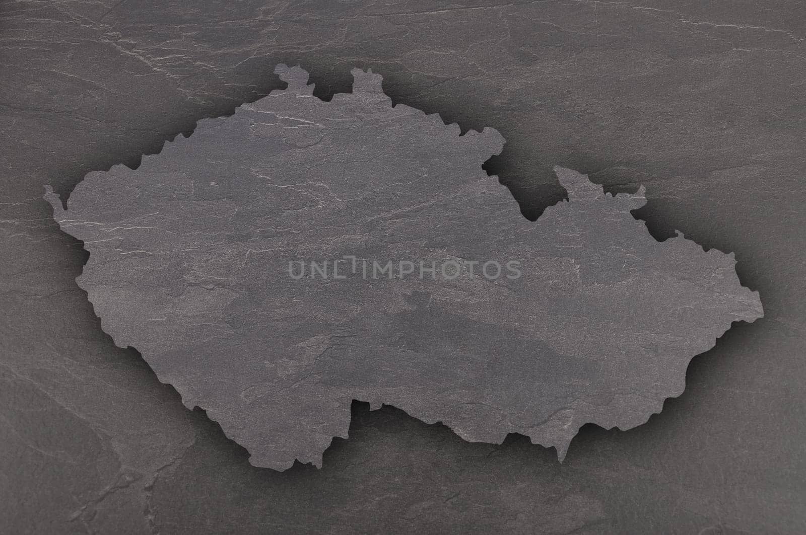 Map of Czech Republic on dark slate