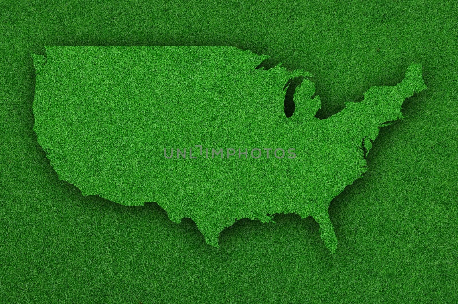 Map of USA on green felt