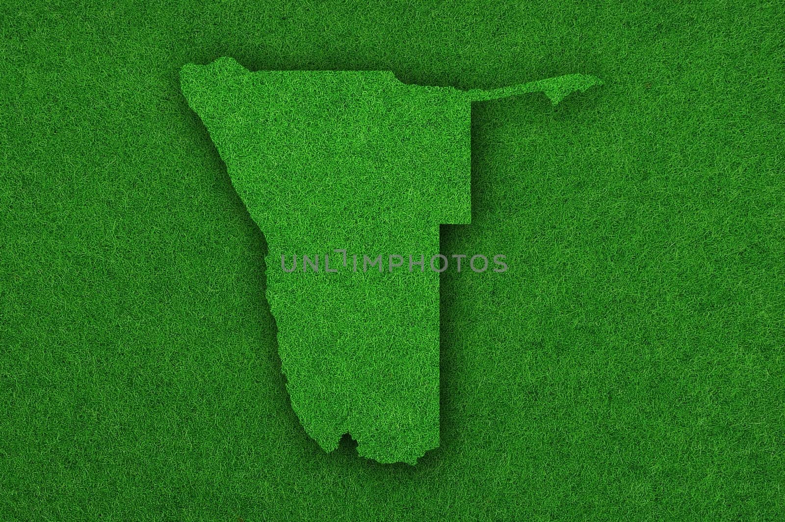 Map of Namibia on green felt