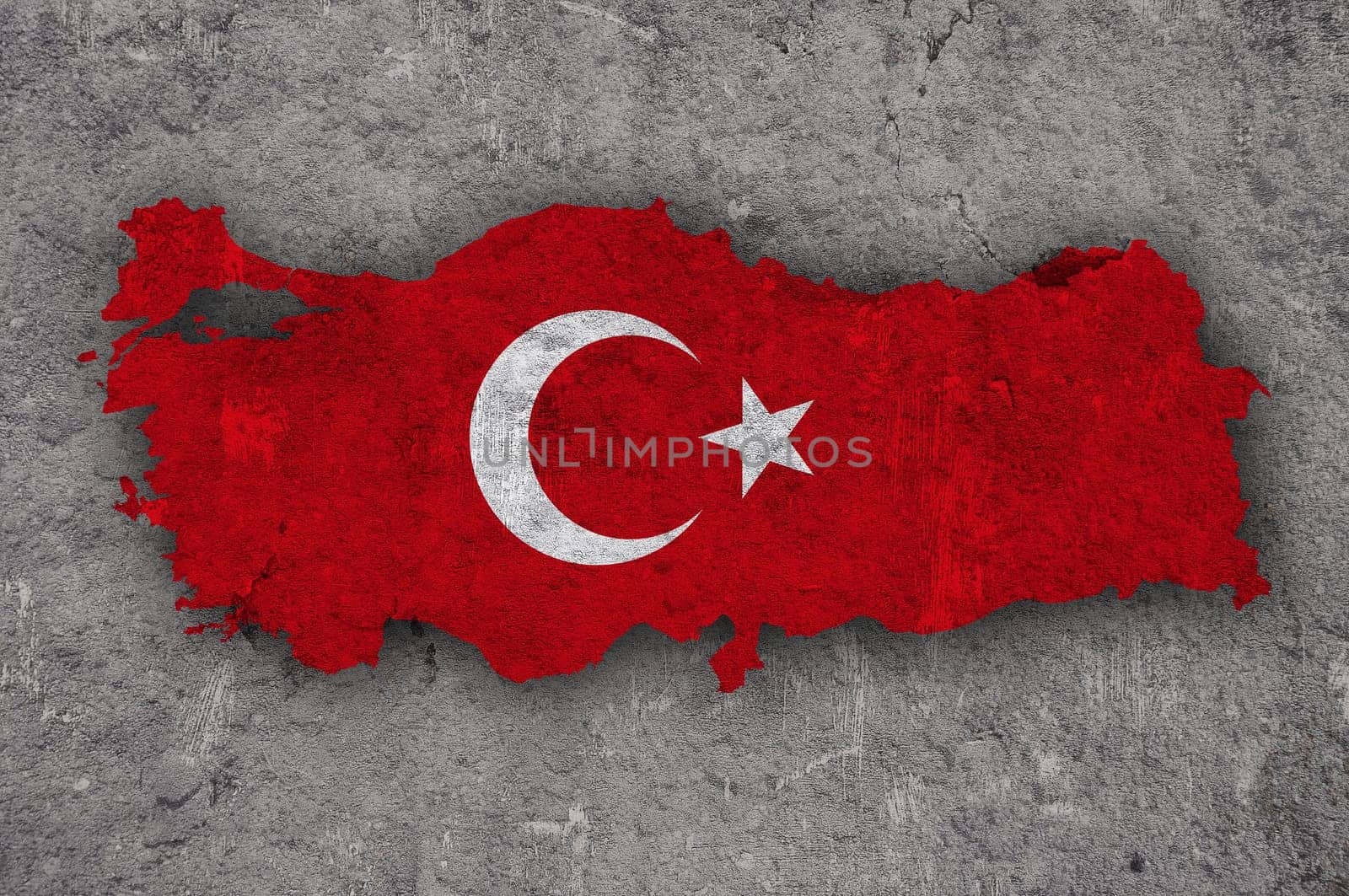 Map and flag of Turkey on weathered concrete