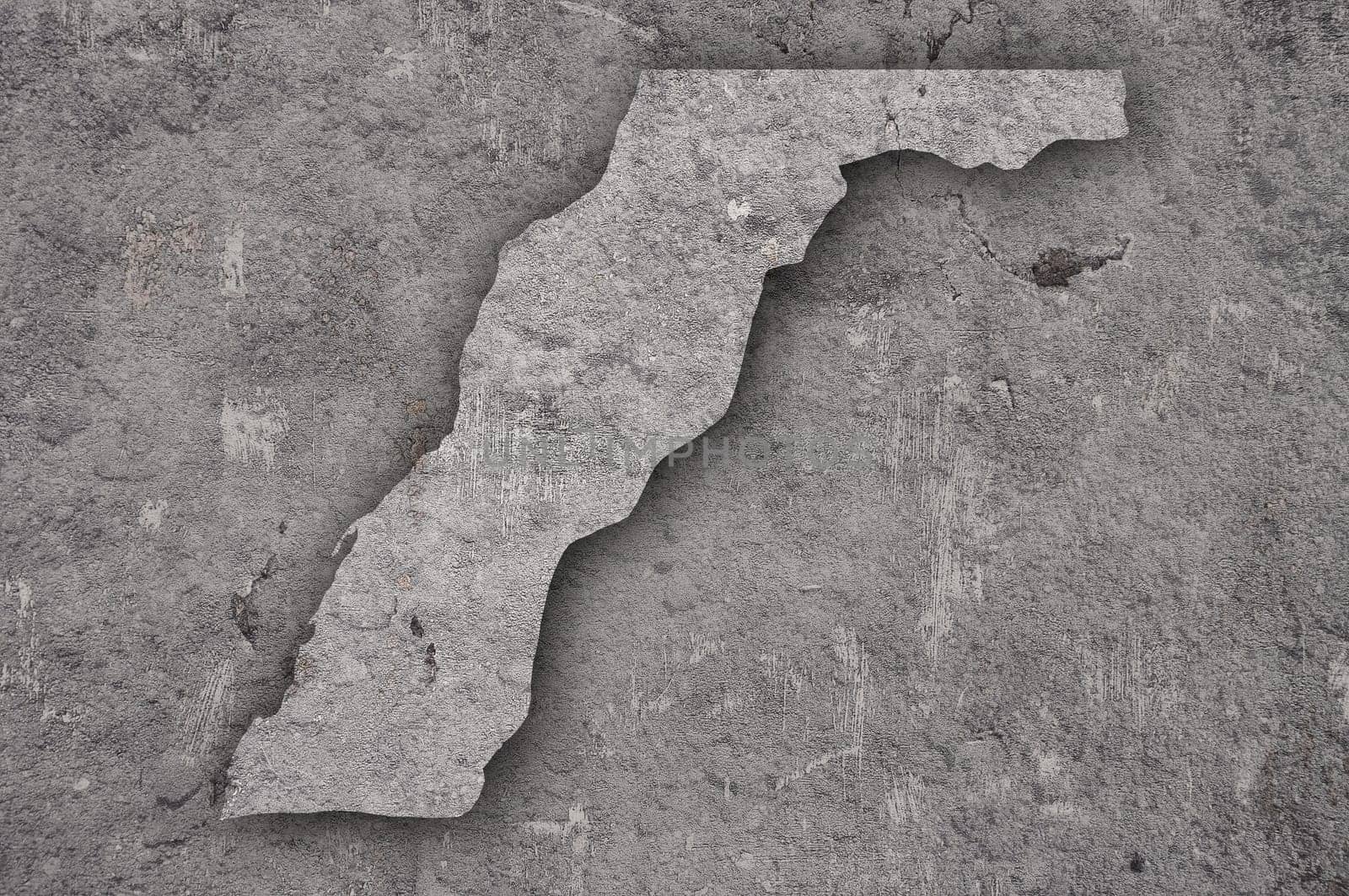 Map of Western Sahara on weathered concrete