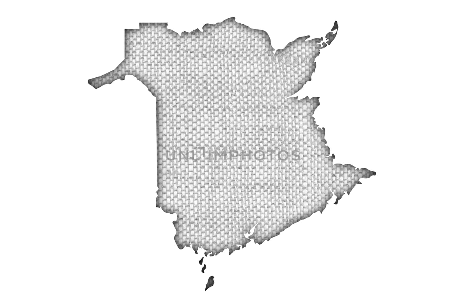 Map of New Brunswick on old linen
