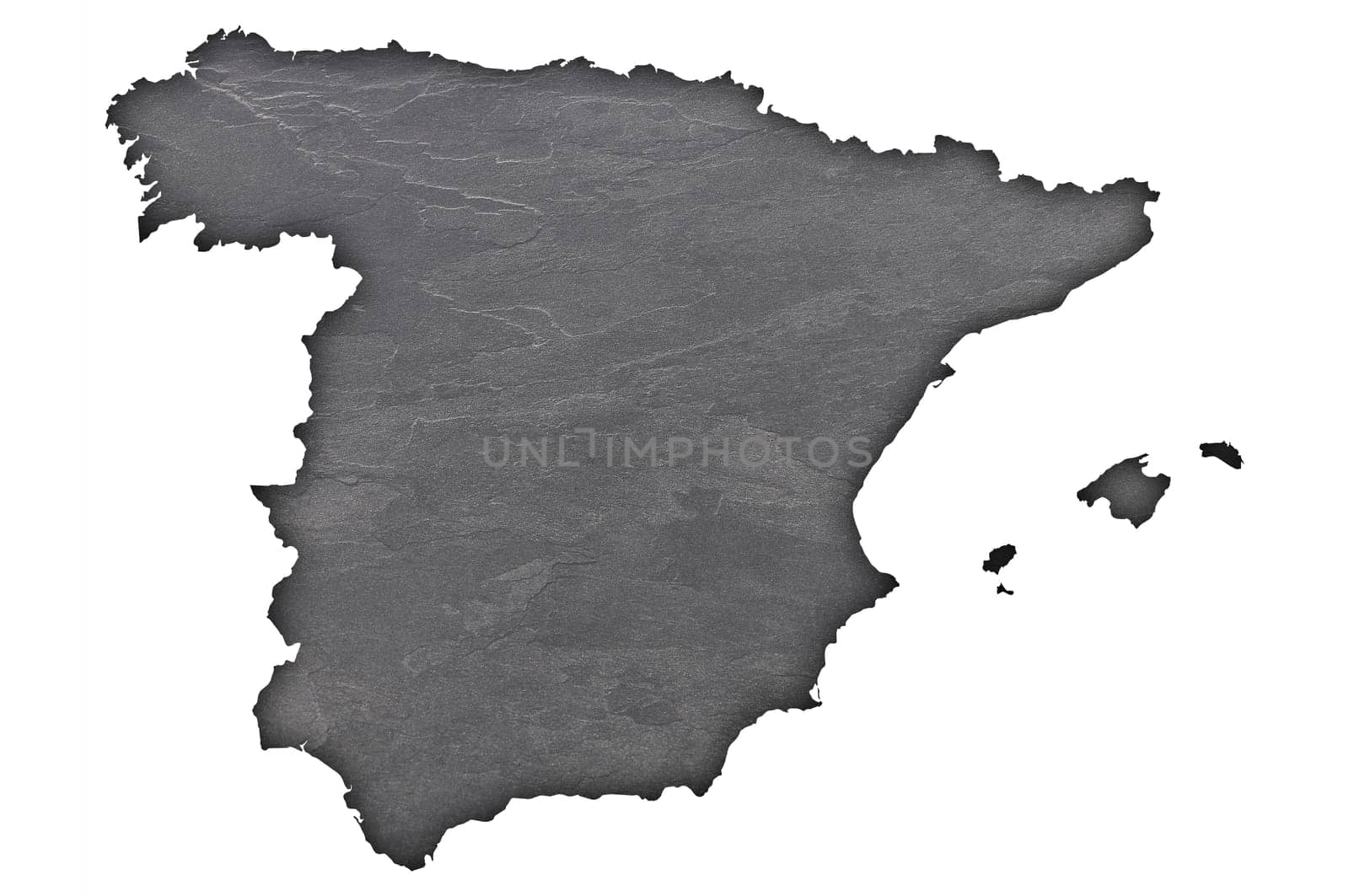 Map of Spain on dark slate