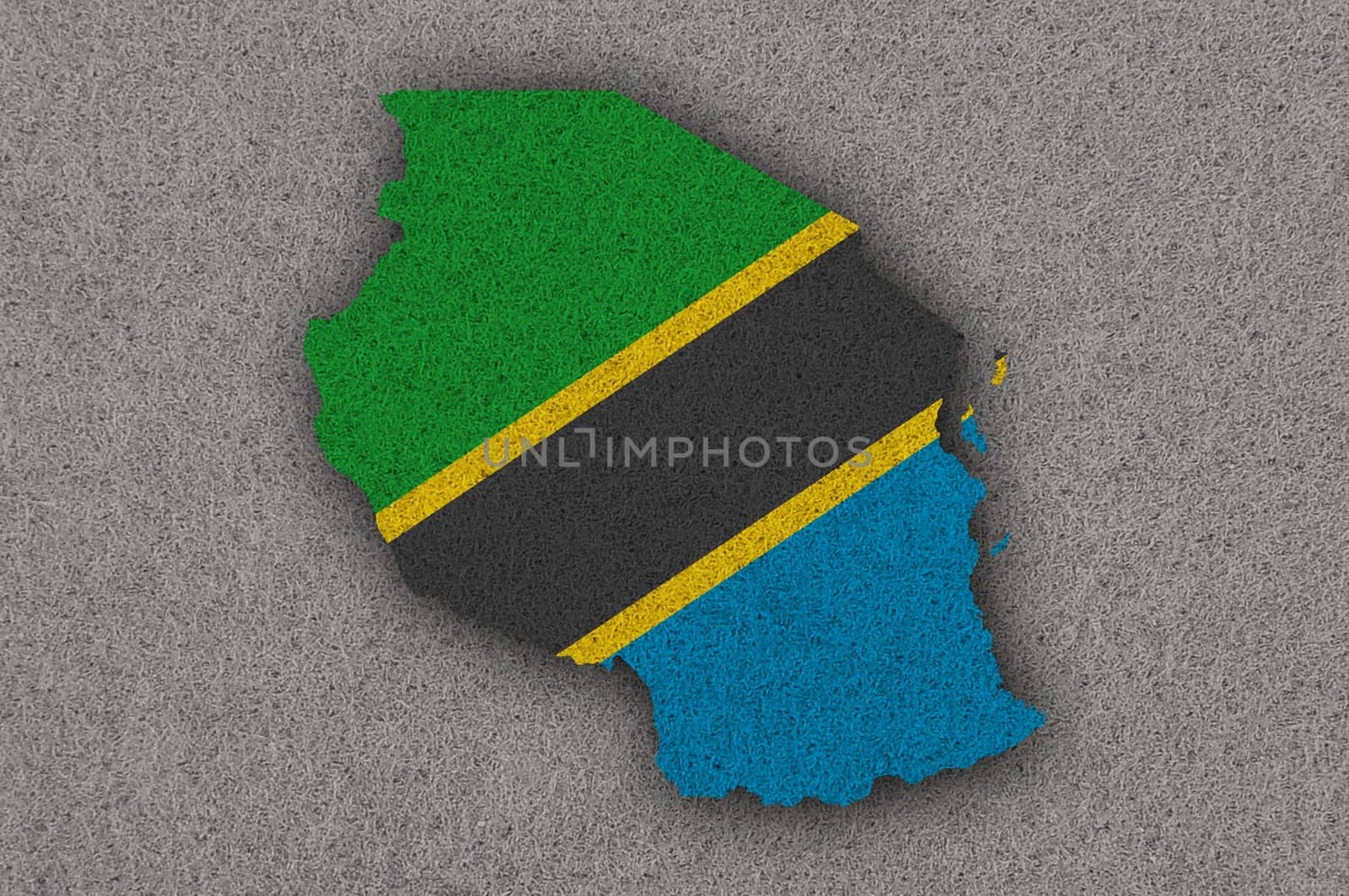 Map and flag of Tanzania on felt