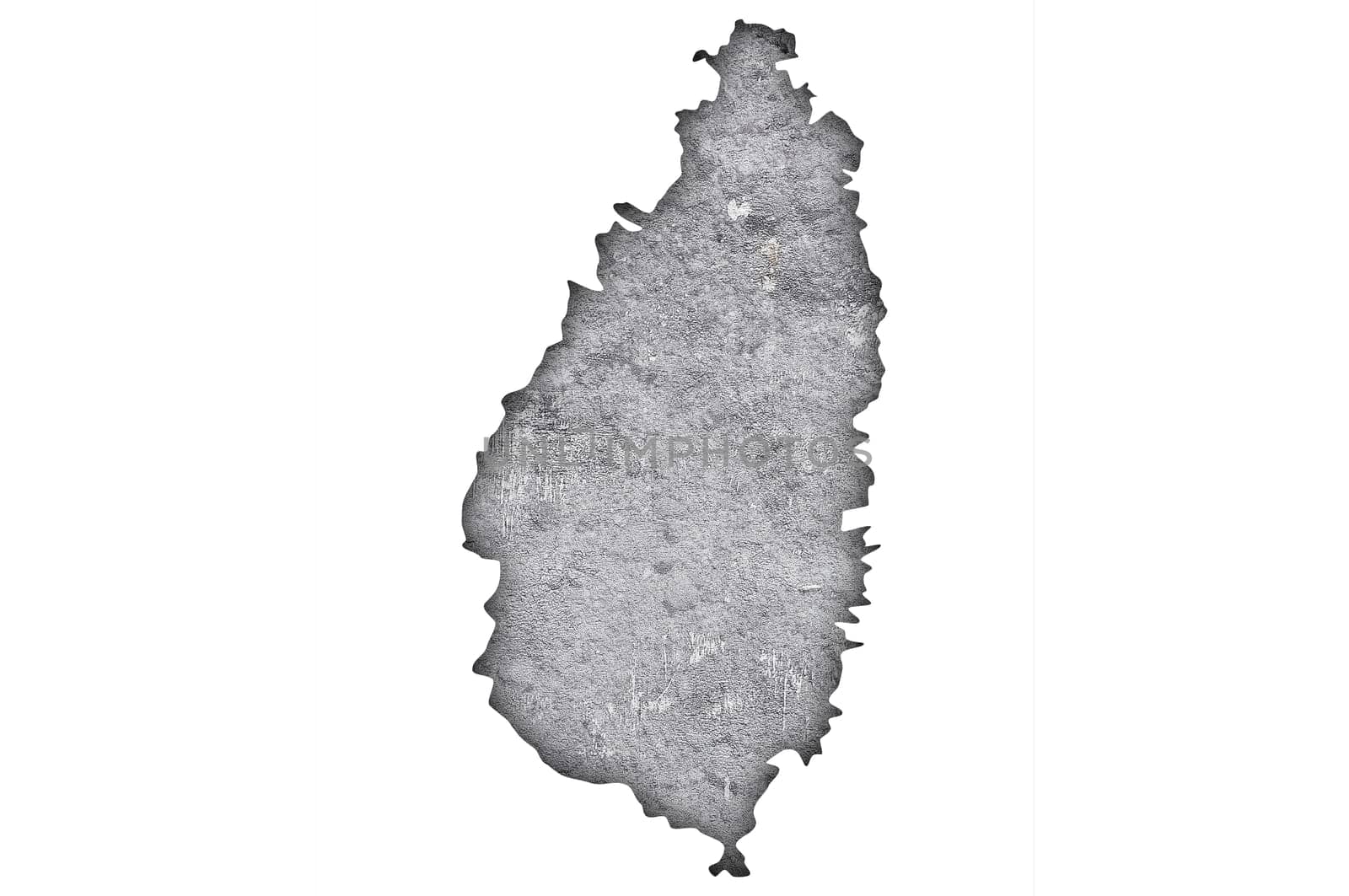 Map of Saint Lucia on weathered concrete