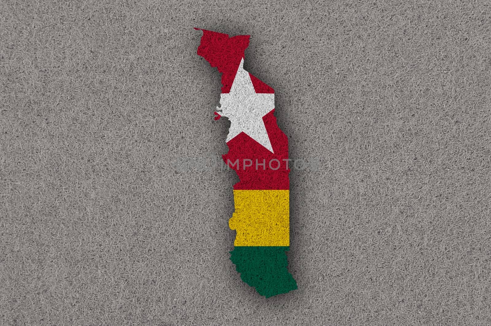 Map and flag of Togo on felt