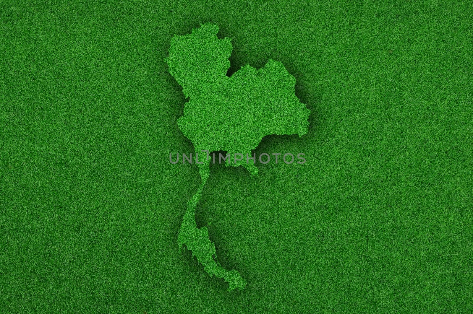 Map of Thailand on green felt