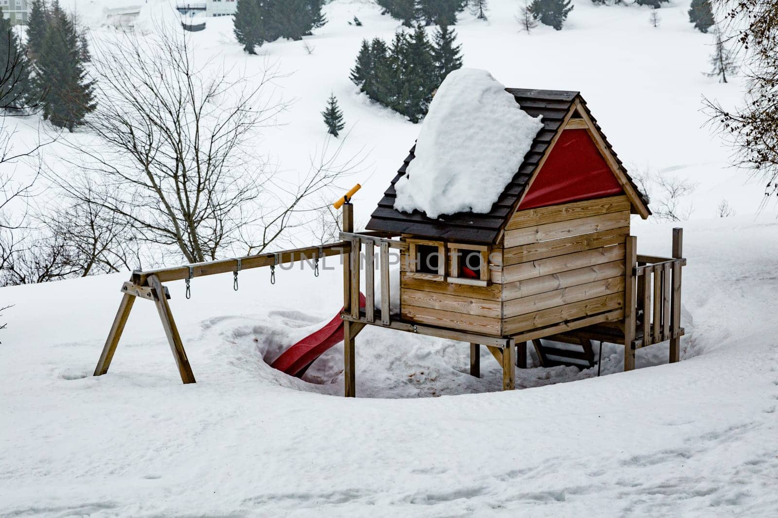 Winter landscape with lots of snow. Concept of vacation during the winter holidays in the high mountains. soft focus.