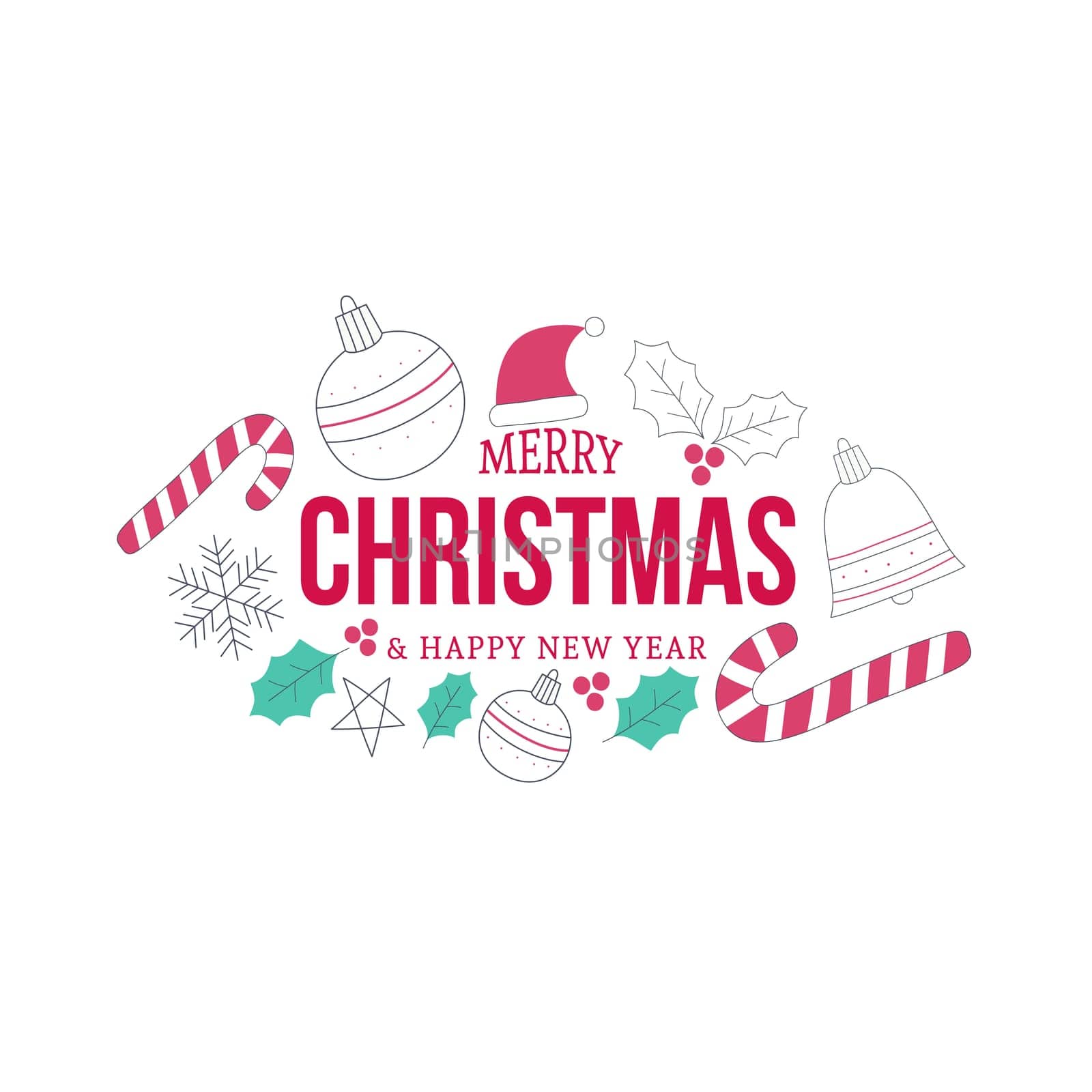 New year christmas background with holiday elements - illustration
