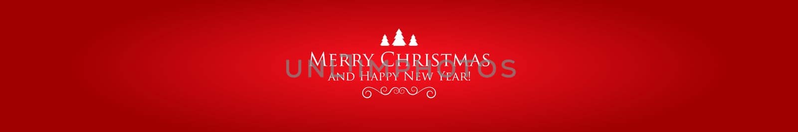 Panoramic red Christmas background with holiday elements - Vector illustration