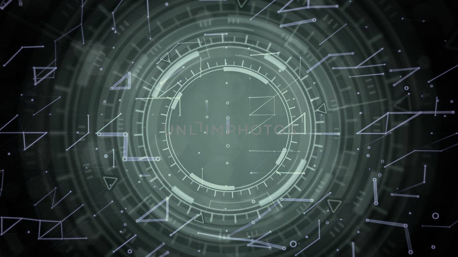 Abstract 3D illustration - vivid modern abstract background of moving hud or ui circles, science concept
