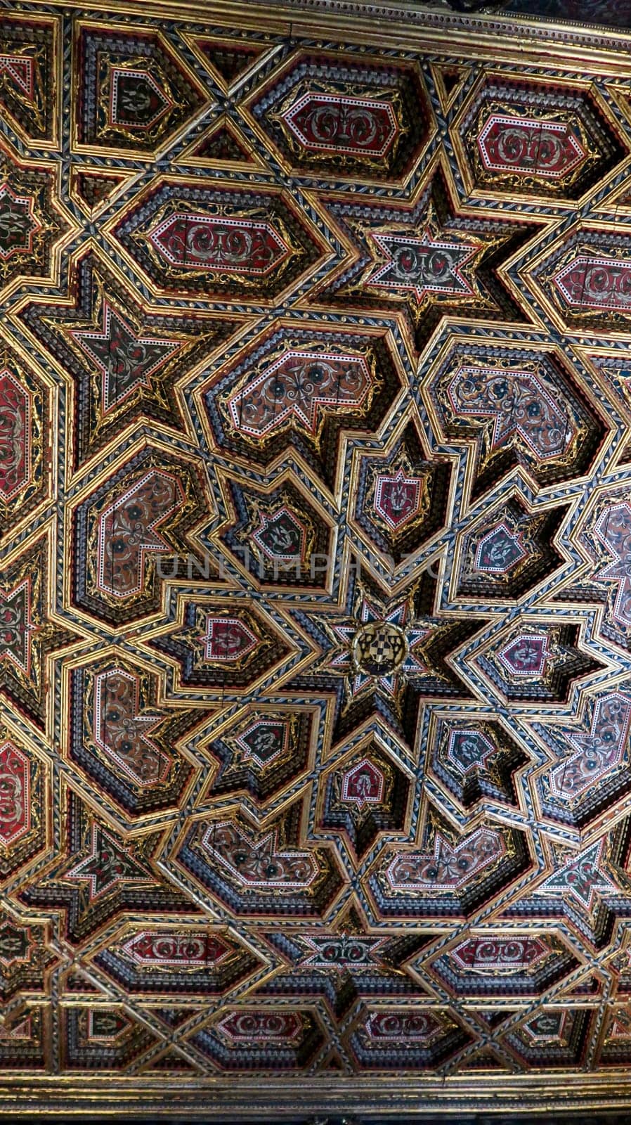Toledo, Spain - 24 - september - 2020: Interior design of ceiling of Toledo cathedral in historic medieval city