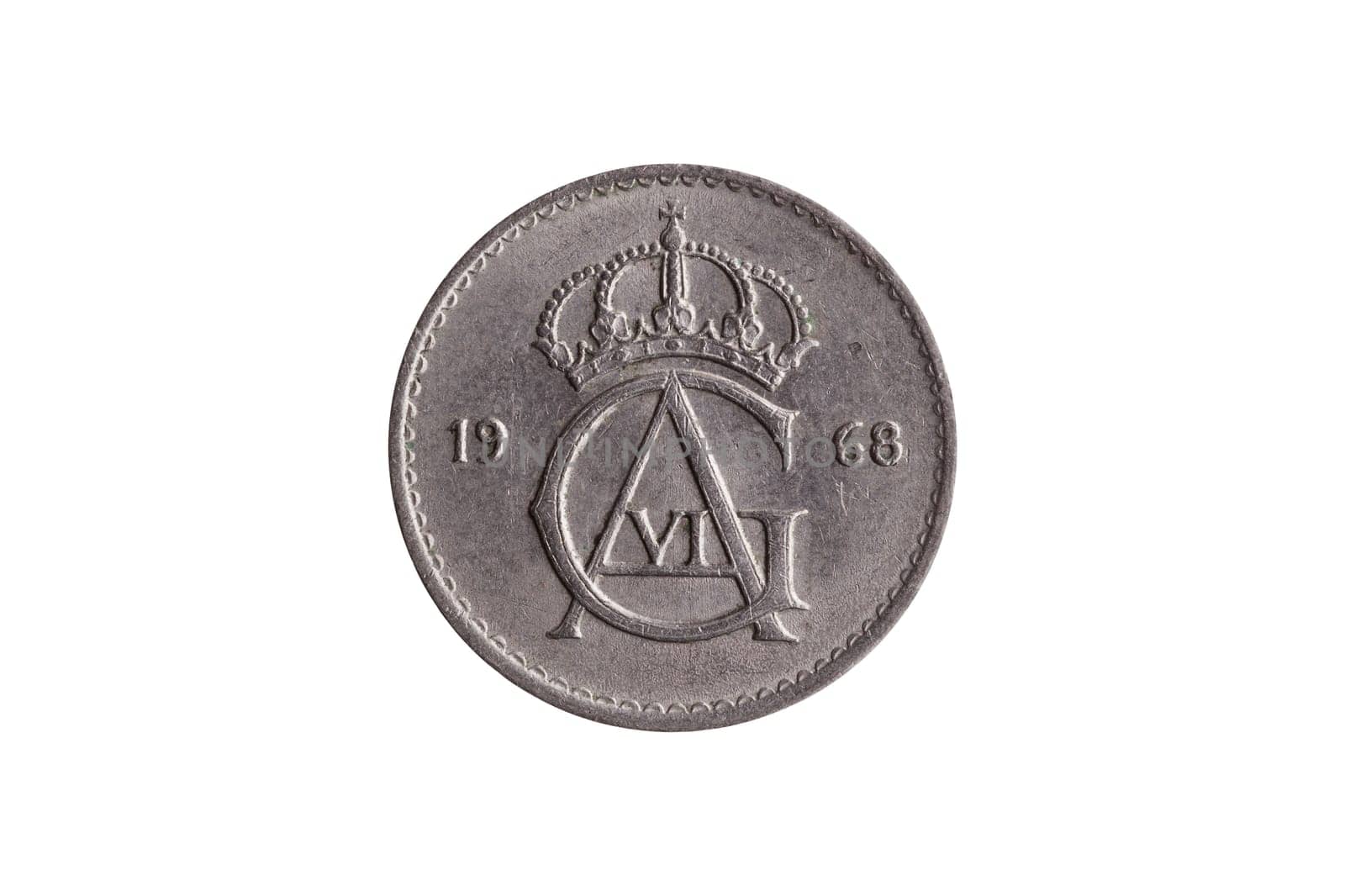 Sweden coin 10 Ore  Gustaf VI cut out and isolated on a white background