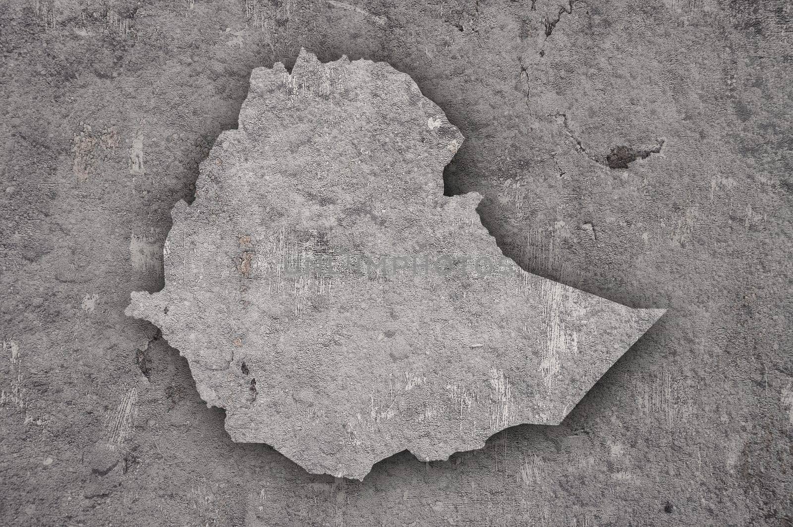Map of Ethiopia on weathered concrete