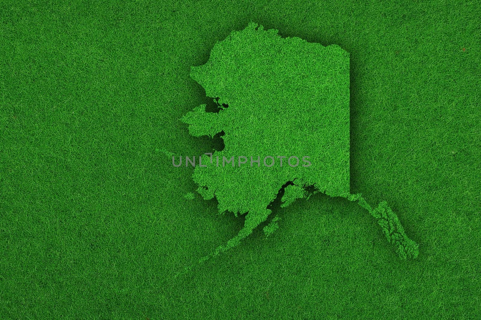 Map of Alaska on green felt