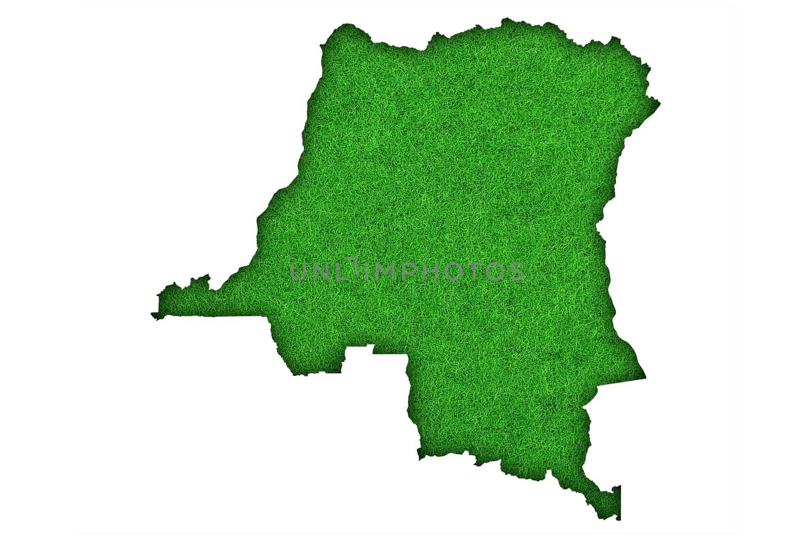 Map of Democratic Republic of the Congo on green felt