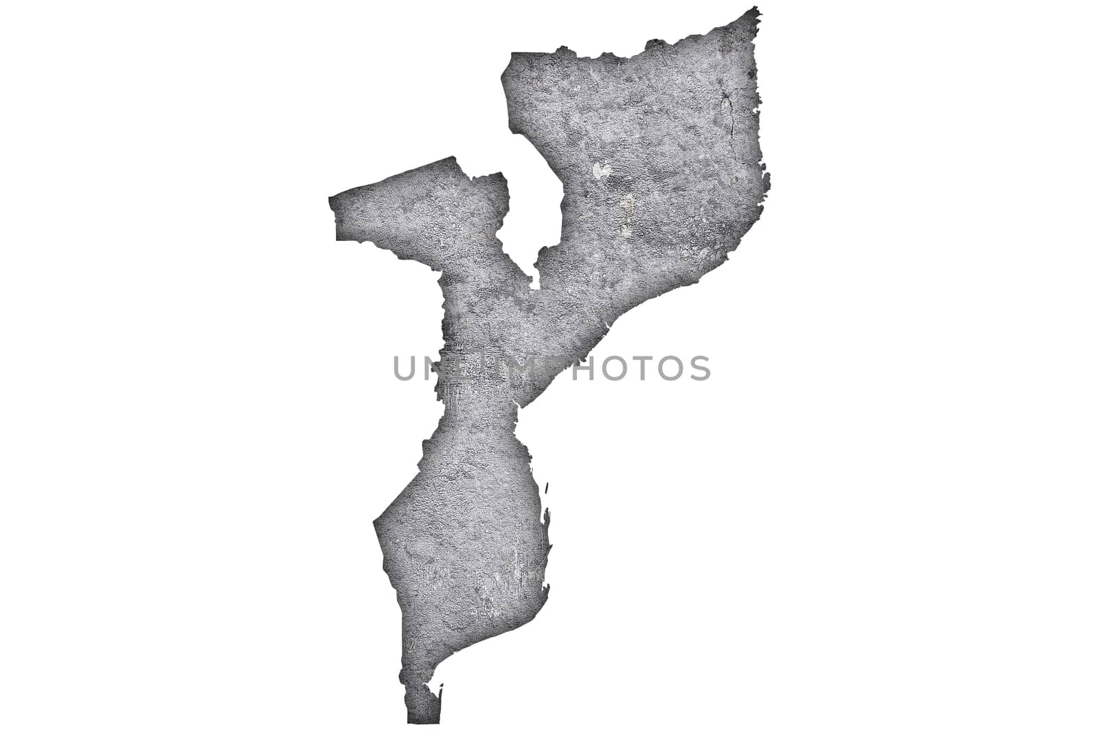 Map of Mozambique on weathered concrete