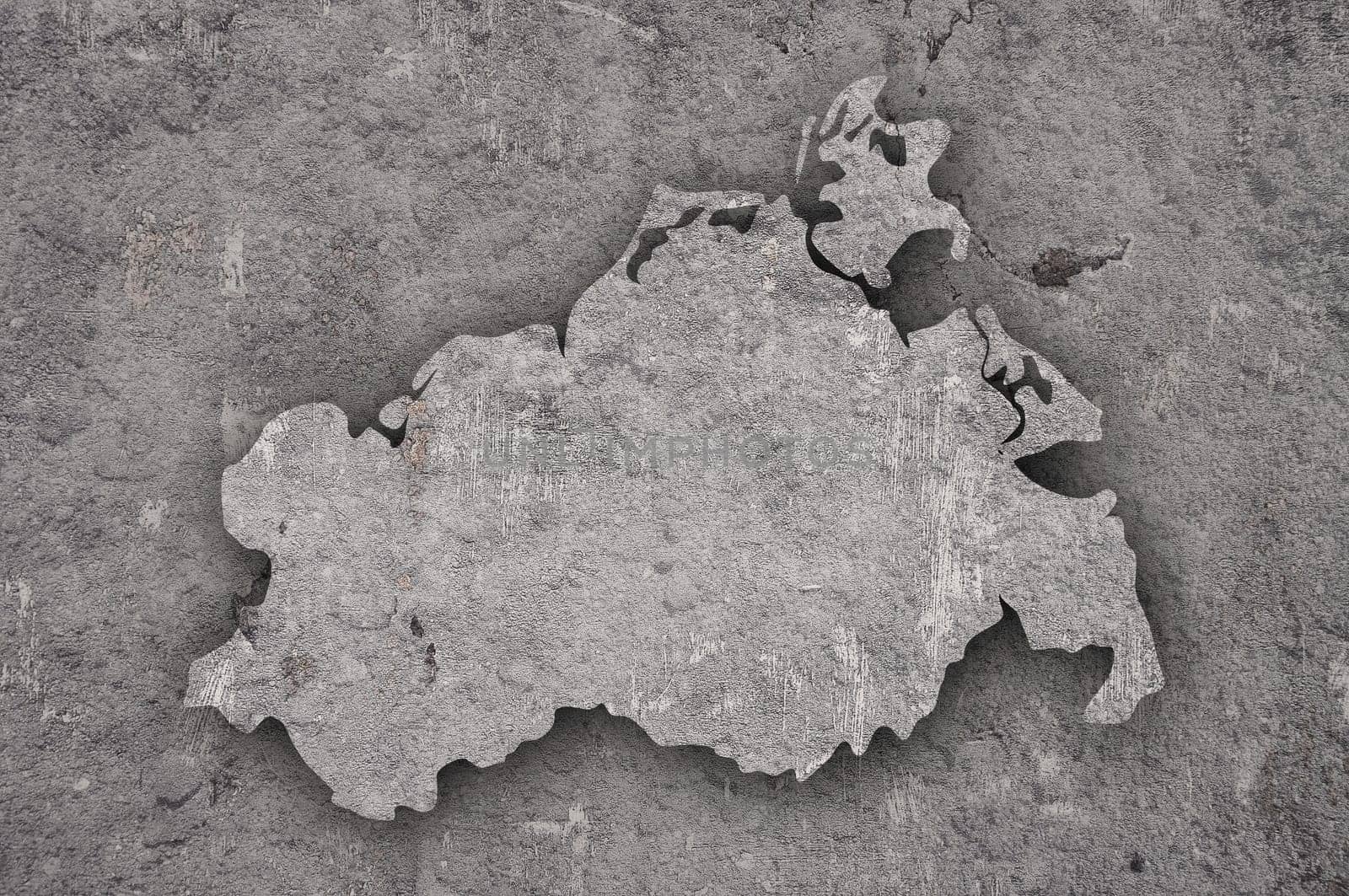 Map of Mecklenburg-Vorpommern on weathered concrete
