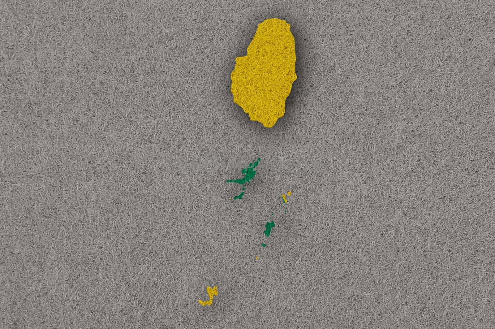 Map and flag of Saint Vincent and the Grenadines on felt