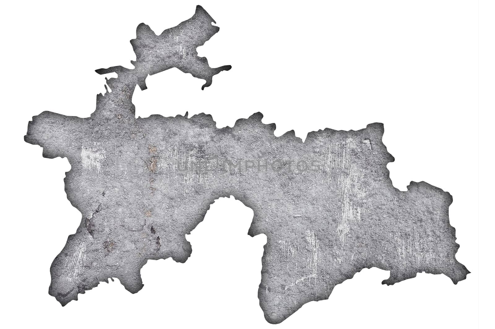 Map of Tajikistan on weathered concrete