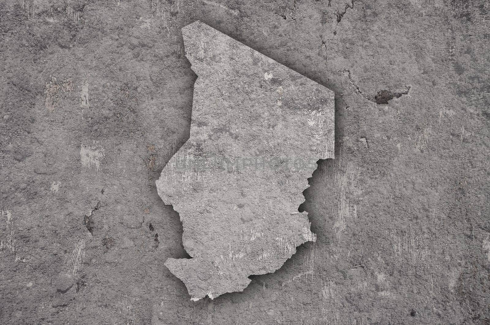 Map of Chad on weathered concrete