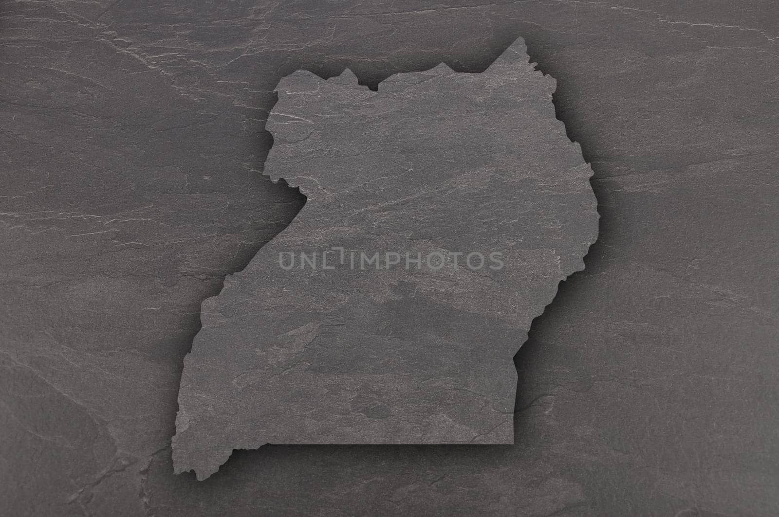 Map of Uganda on dark slate