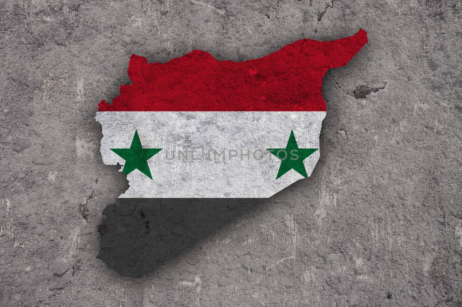 Map and flag of Syria on weathered concrete