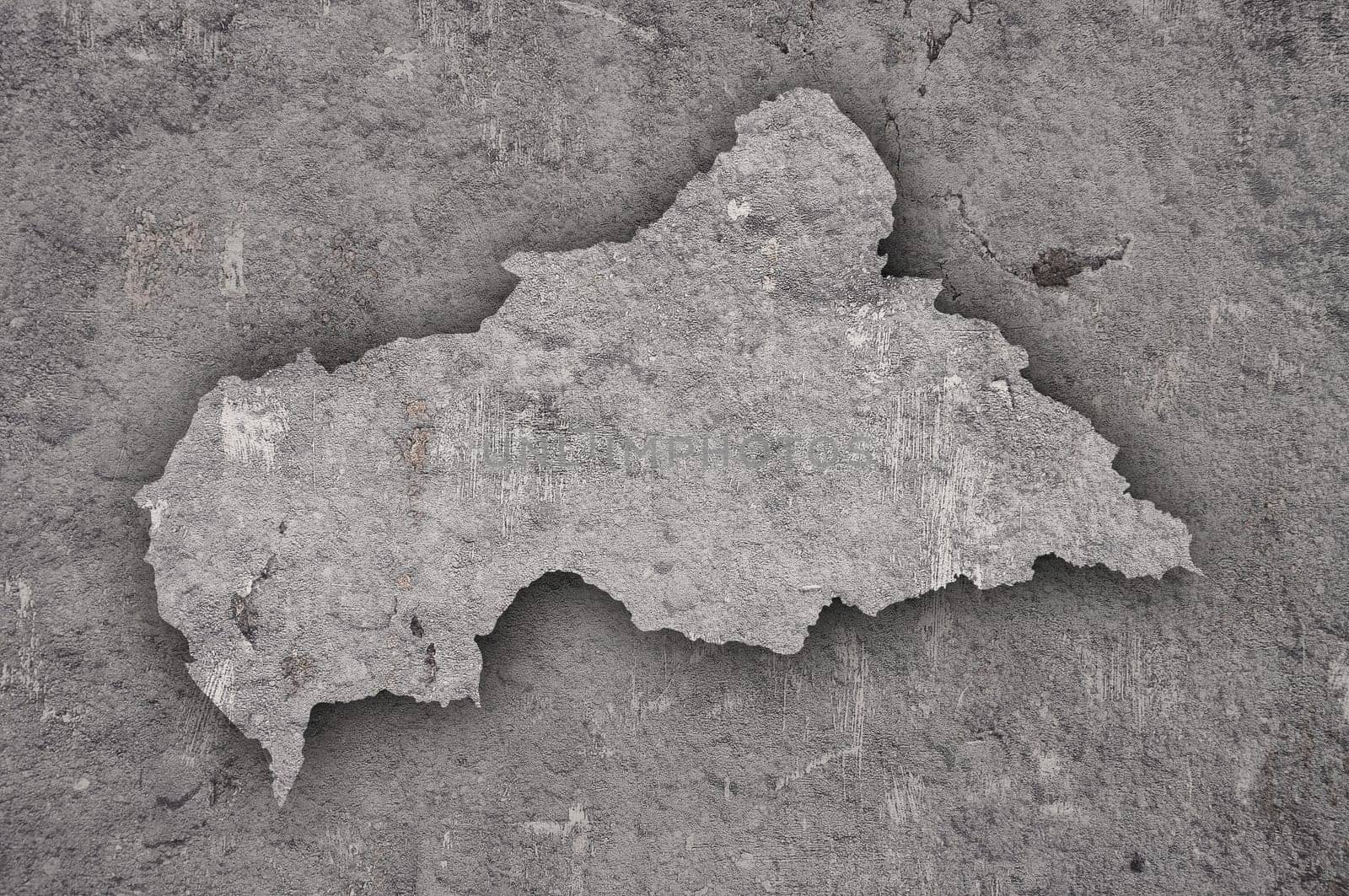 Map of Central African Republic on weathered concrete