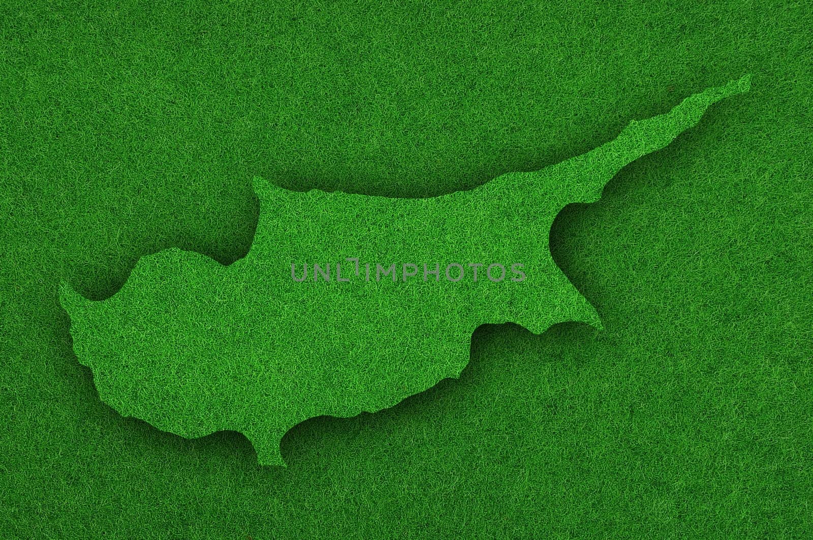 Map of Cyprus  on green felt