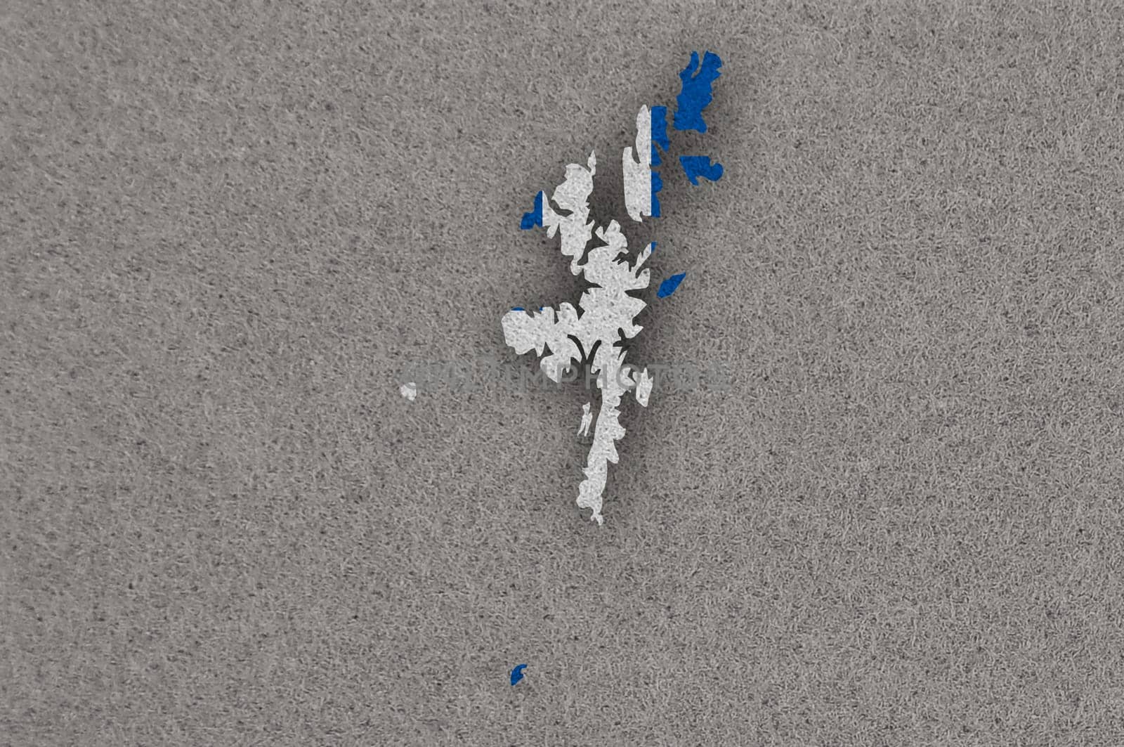 Map and flag of Shetland Islands on felt