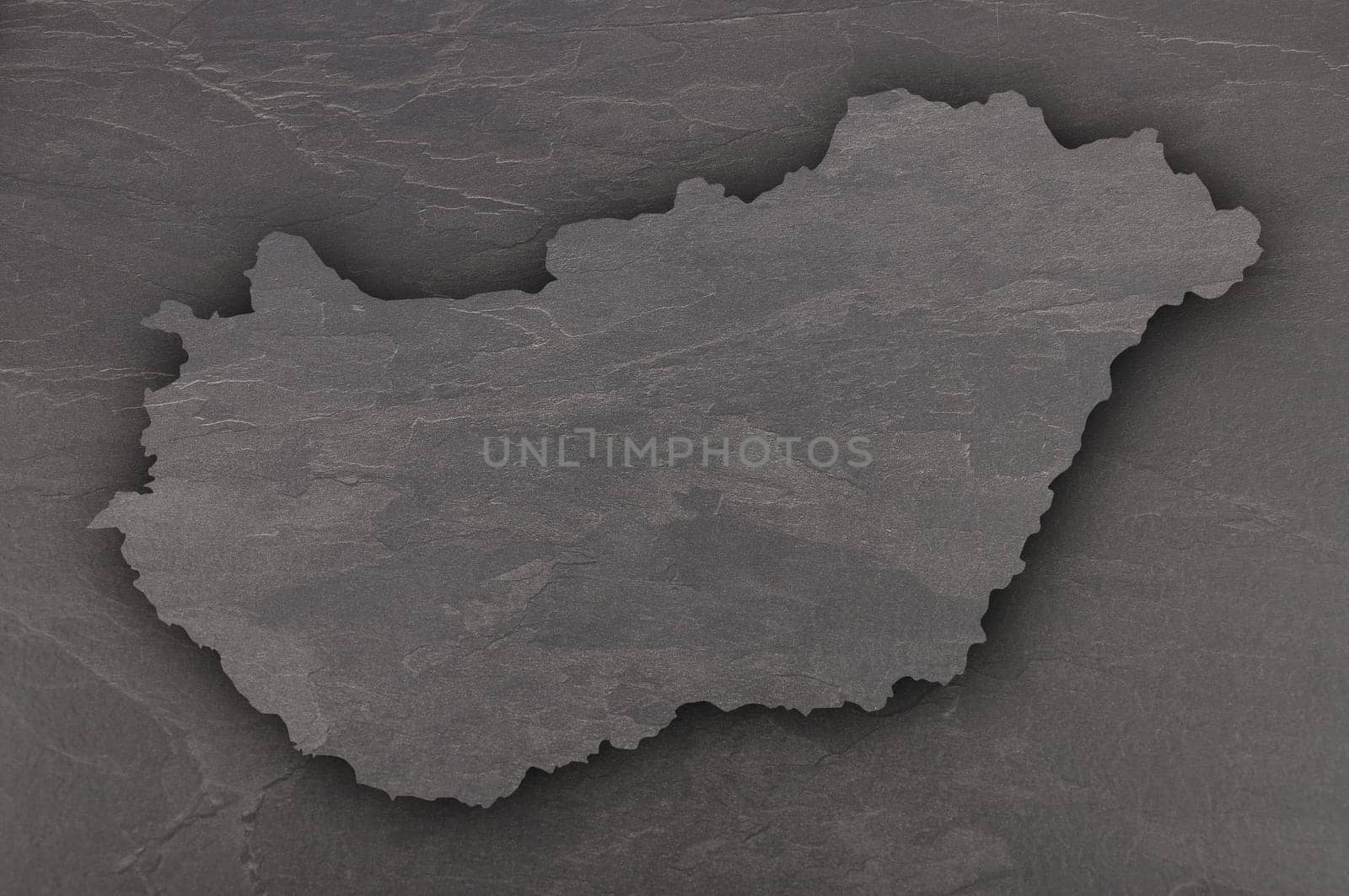 Map of Hungary on dark slate
