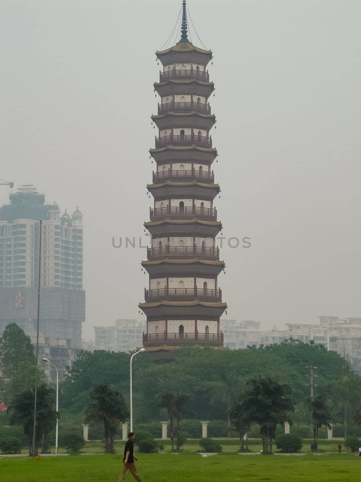 The building is in the traditional Chinese style in Hong Kong. Ancient style of architecture.