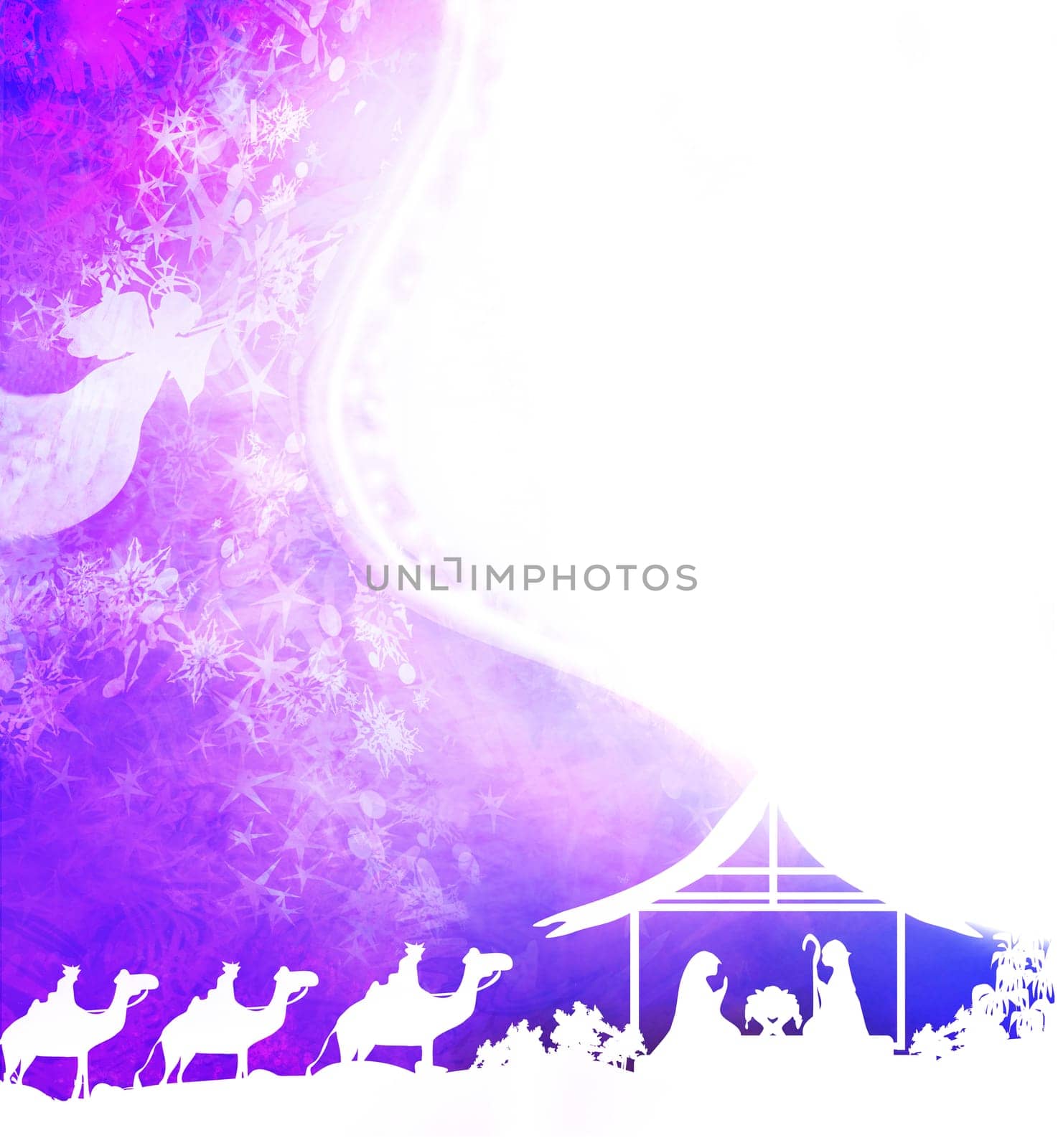 Christmas Angel with Trumpet - Christmas card with space for text
