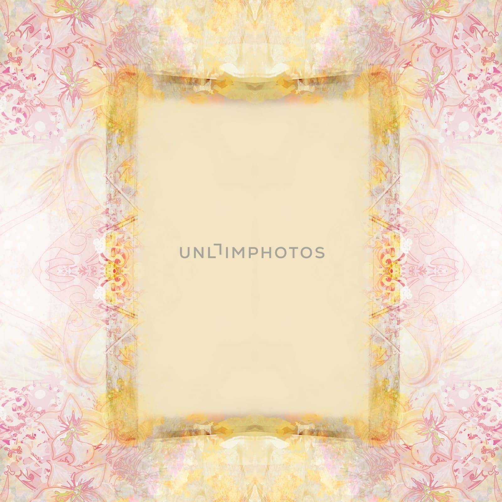 Vintage Grunge Frame For Congratulation With Flowers