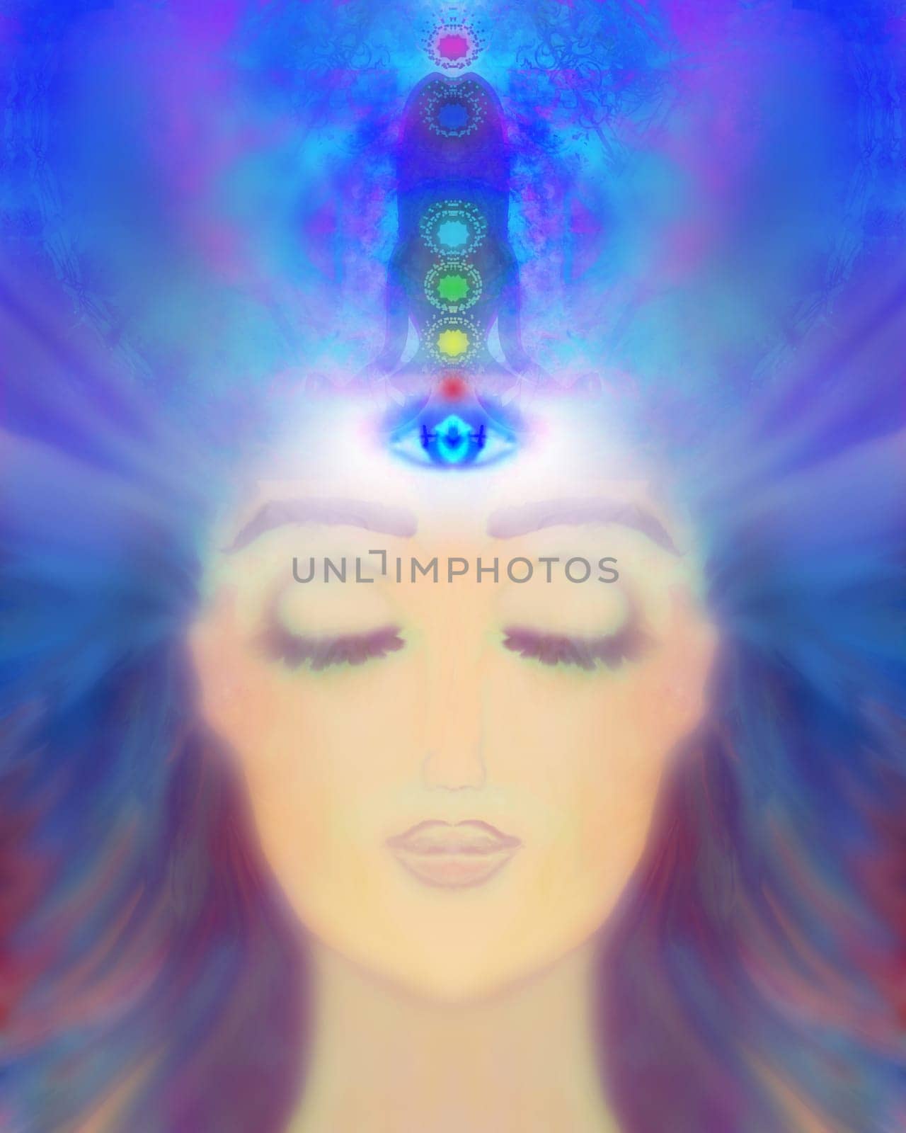 Woman with third eye, psychic supernatural senses
