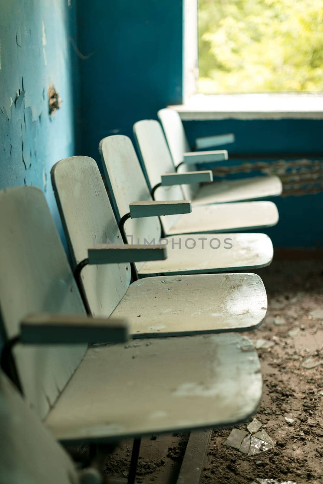 Abandoned waiting room of an old Soviet abandoned building.