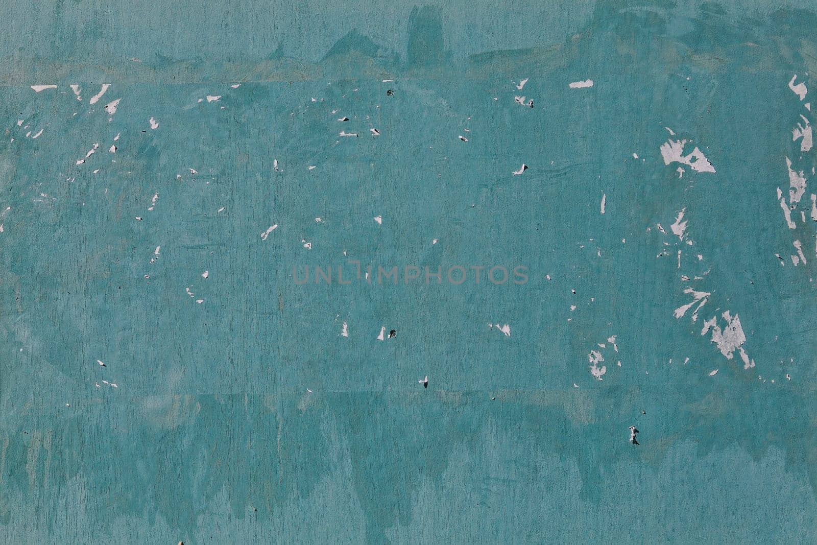 Old blank wood plank board background texture with green peeling paint, stock photo image