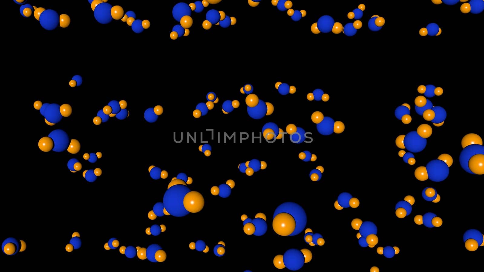 3d illustration of molecule model. Science background with chemical formulas against colored background