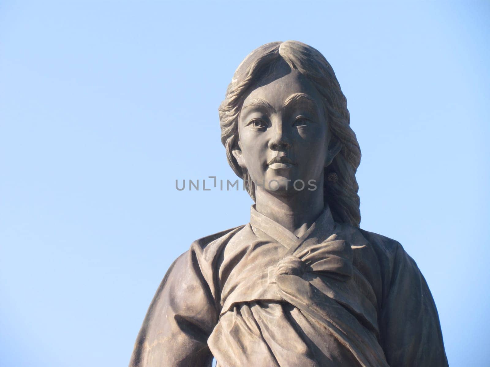 The Statue of Soyanggang Cheonyeo(Virgin) in Chuncheon, South Korea- Sep, 2020 : It was built in 2005 to spread the song of "Soyanggang Cheonyeo"" well known as the national popular song of Korea"