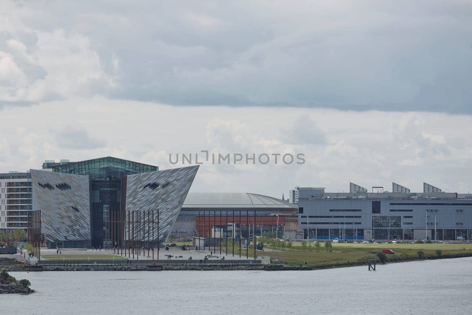 Belfast, Northern Ireland - June 9, 2017: Titanic Belfast, Museum and Visitor Center, one of Belfast's most iconic landmarks, on the site where Titanic was built.