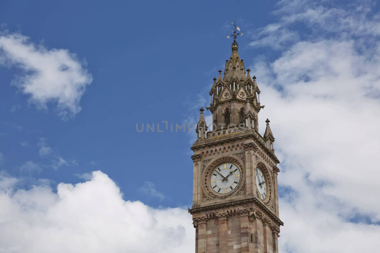 Belfast Clock tower. Prince Albert Memorial Clock at Queen's Square in Belfast, Northern Ireland