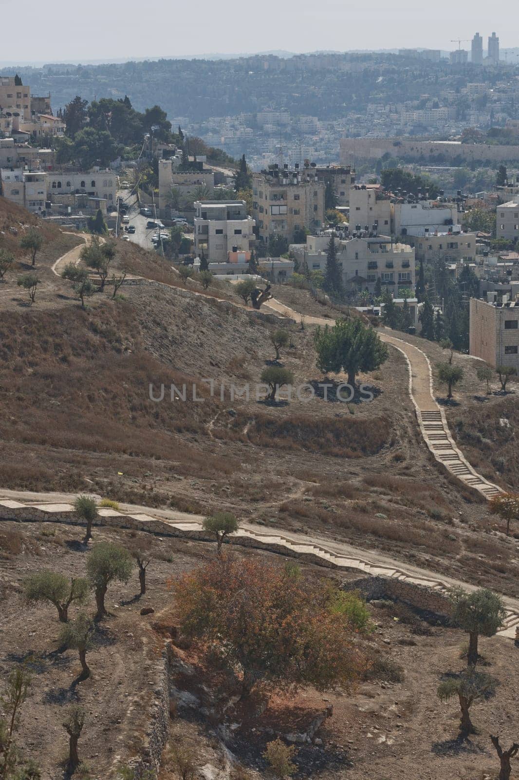 Jerusalem, Israel - October 23, 2017: View of Holy city of Jerusalem in Israel from the Mount of Olives.