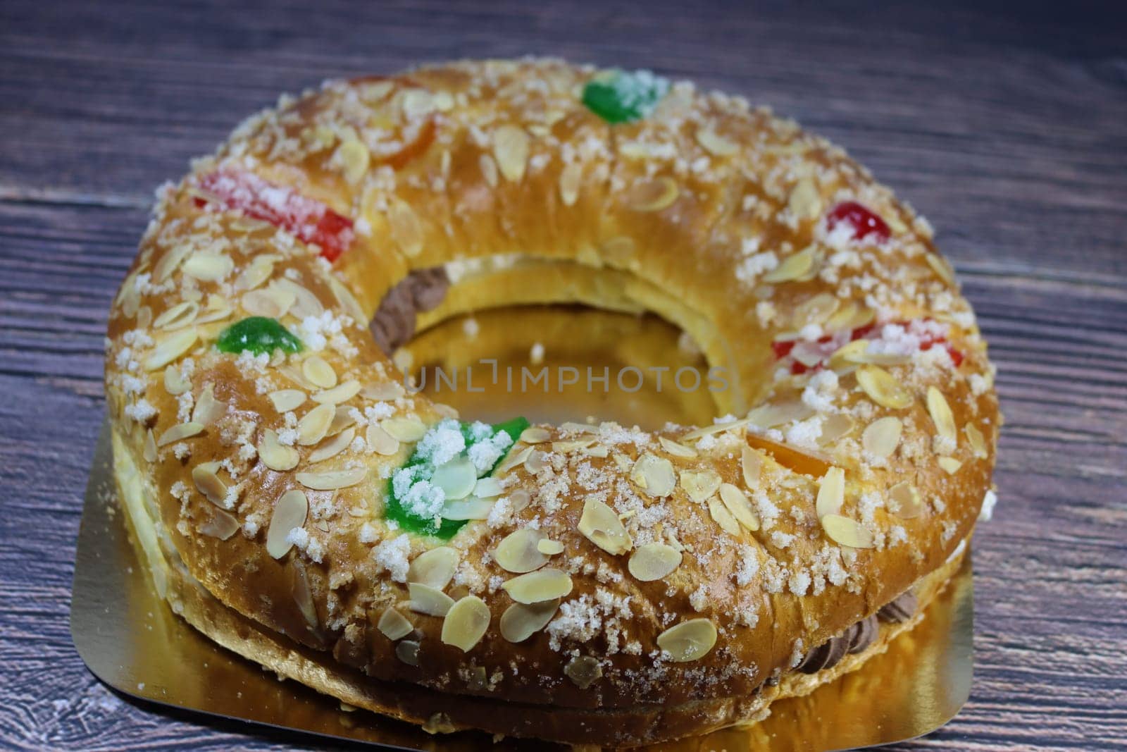 delicious cake stuffed cream chocolate typical Spain Christmas
