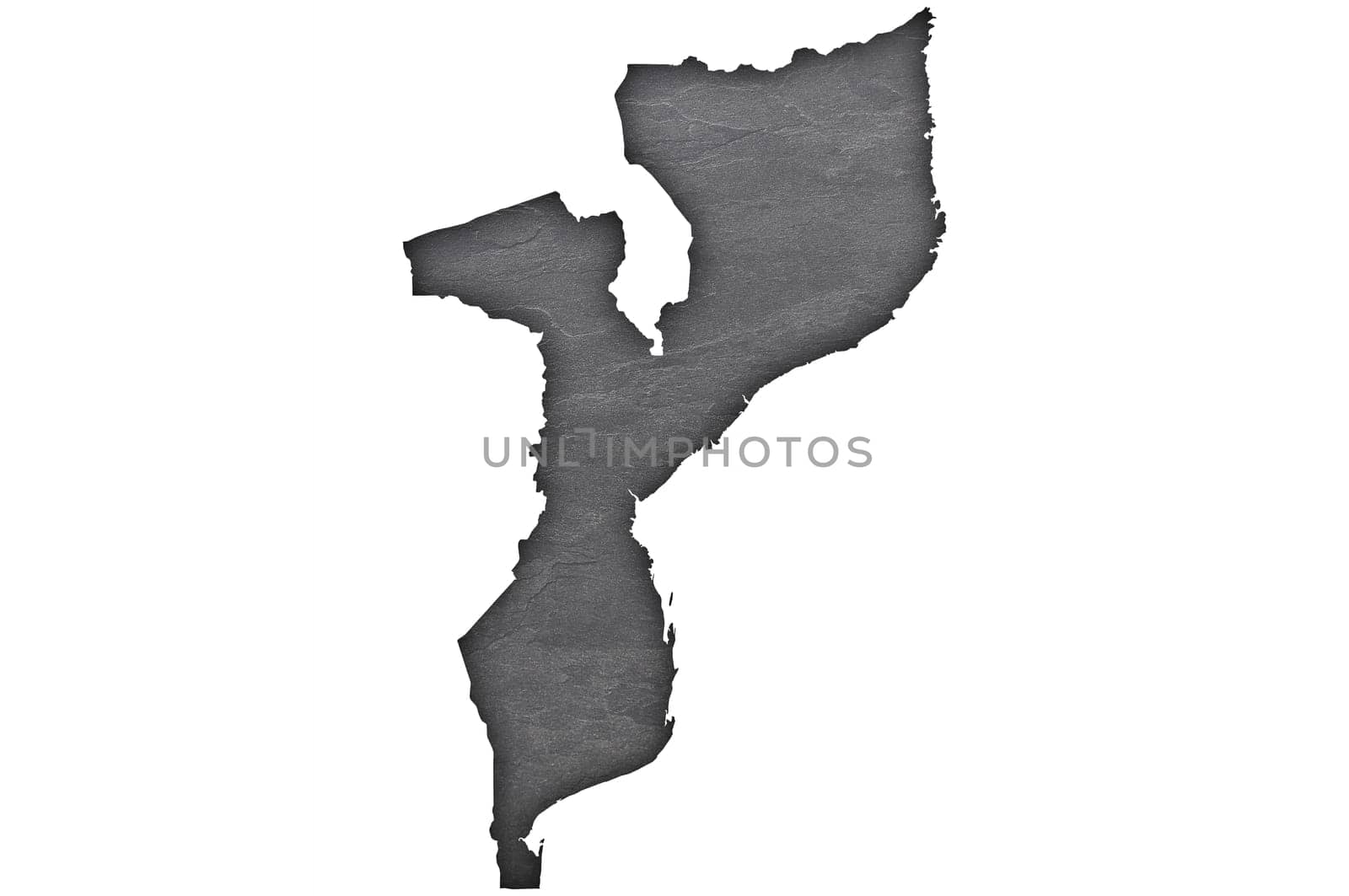 Map of Mozambique on dark slate