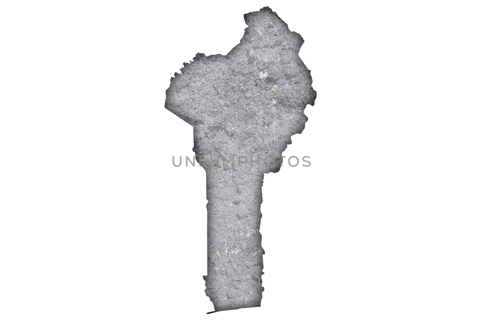 Map of Benin on weathered concrete