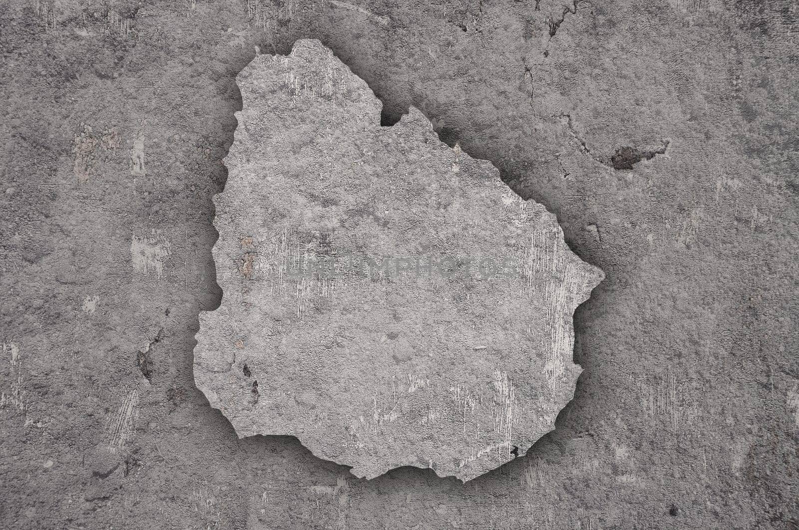 Map of Uruguay on weathered concrete