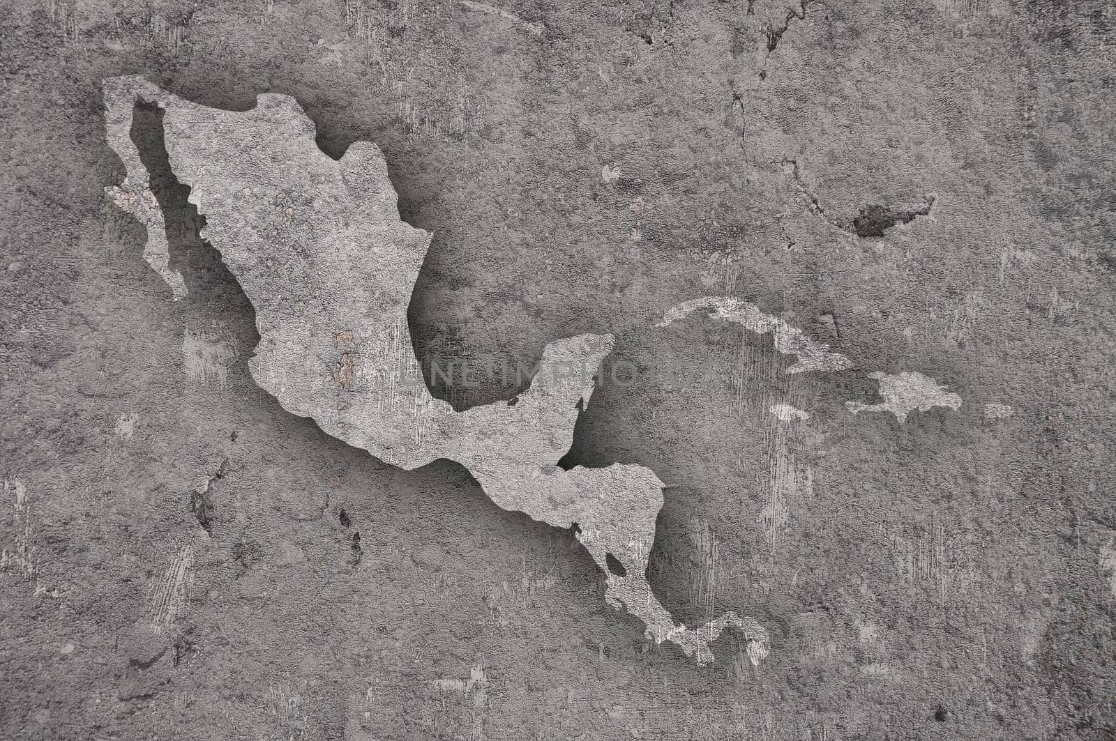 Map of Central America on weathered concrete