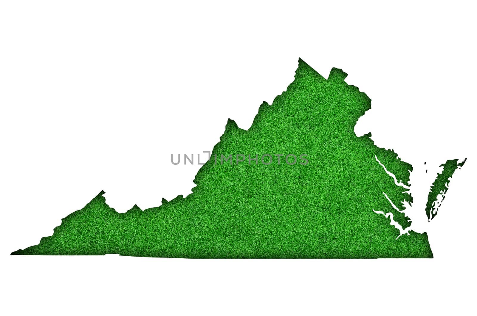 Map of Virginia on green felt